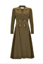 Double-Breasted Woven Midi Blazer Dress with Gold Button Detail - 4
