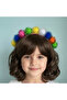 Colorful Children's Party Crown with Glitter Pompoms