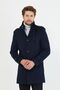 Men's Navy Blue Slim Fit Long Cashmere Coat - 5