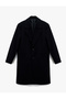 Buttoned Pocketed Double-Breasted Collar Long Cashmere Coat - 2