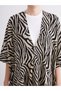 Alita City Lcw Grace Beige Knitwear Leopard Midi Women's Poncho with a Difference - 3