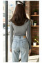 Unisex Smoked Gray Cotton Turtleneck Slimfit Turtleneck Sweater - 2
