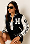 Oversized H Embroidered Winter Thick Coat - 4
