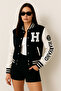 Oversized H Embroidered Winter Thick Coat - 3