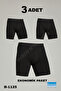 3-Piece Black Lycra Men's Long Boxer Berrak 1125