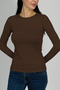 Women's Long Sleeve Crew Neck Body Brown 1 Piece - 8