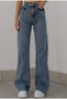 Fashion Nova Lycra Loose Women's Medium Snow Blue Super High Waist Loose Leg Denim Jeans
