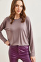 Women's Dark Mink Crew Neck Bat Flowy Viscose Blouse Blz- 19002588 - 5