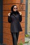 Collar Fur Collar Waist Gathered Beaded Coat - 6