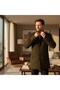 Ettore Men's Khaki Self-Patterned Thick Sports Cashmere Coat with Mock Neck Pocket Details - 2