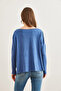 Women's Indigo Silver Stitching Detailed V-Neck Viscose Blouse Blz-19002747 - 5
