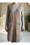 Mercerized Modern Hair Knit Single Knit Long Mother Vest / Sand