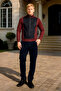 Men's Suede Detailed Burgundy Tracksuit Set Transitional Fabric Standard Fit