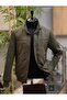 Khaki Suede Nubuck Steel Knitted Style Sleeve Tricot Men's Regular Fit Jacket
