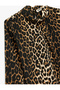 Long Sleeve Mock Neck Leopard Print Blouse - 6