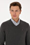 Men's Slim Fit V-Neck Anthracite Melange Basic Sweater 50313668-Vr081 - 2