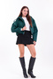 Oversized Green Suede Bomber Jacket - 5