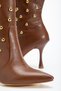 Women's Cowboy Boots - Pointed Toe with Gold Stud Detail and Thin Heel - 2