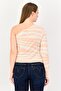 Women Knitted One Shoulder Sweater, Multicolor - 3