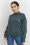 Women Crew Neck Brand Logo Sweatshirt, Green