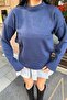 Laci Crew Neck Ribbed Detailed Soft Textured Loose Knit Sweater - 3