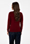 Women's Burgundy V-Neck Basic Sweater 50307727-Vr014 - 5