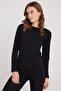 Women's Slim Fit Slim Fit Crew Neck Black Thermal Bottom Top Set - 2