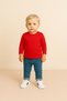 Baby Long Sleeve Top T-Shirt Unisex Red with Snap Buttons on the Shoulder - 2