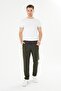 Plus Size Men's Cotton Zipper Pocket Sweatpants Khaki 7814B-H - 7