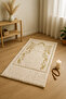 Sahra Beige Velvet Embroidered Prayer Rug with Sponge, Soft Dowry Gift Set, Luxurious Prayer Mat - 5