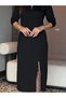 New Season Women's Viscose Two Thread Midi Dress Turtleneck Zipper Detail Yı Slit Asarım - 3