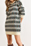 Women's Ecru Tiny Baklava Fleece-Lined Thick Knitwear Tunic Dress Elb-19002567 - 4