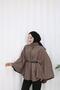 80 cm Length Cashmere Fabric Poncho with Belt and Button Details - 4