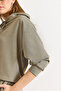 Women's Green Modal Buttoned Hooded Thread Detail Flowy Sweatshirt Swt-19000778 - 5