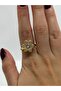 6 Petals Gold Color Flower Steel Stress Ring - 4