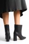 Cami̇la Black Leather Women's Zipperless Heeled Boots - 4