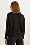 Women's Black Geometric Openwork Detailed Knitwear Sweater Kzk-19001044 - 2