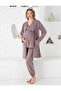 Women's Maternity Postpartum 3-Piece Pajama Set – Stylish Lace and Practical Button Detailed - 2