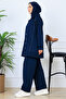 Hooded Button Scuba Suit N5393 Navy Blue - 3
