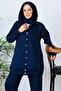 Hooded Button Scuba Suit N5393 Navy Blue - 4