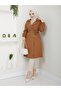 Women's Brown Rubber Sleeve Trench Coat - 3