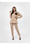 Women's Plus Size Three Quarter Sleeve Rose Detailed Two Thread Tracksuit Set 8223-26