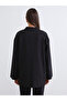 Lcw Modest Black Shawl Collar Striped Oversized Women's Kimono - 4