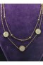 Modern Design Stylish Style Yellow Color Double Chain Steel Necklace with Stones