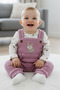 Cotton Rabbit Motif Waffle Fabric Baby Girl Children's 3-Piece Jumpsuit 3 Months, 6 Months, 9 Months