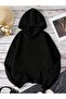 Unisex Van Gogh Backpack Printed Hooded Oversized Black Sweatshirt with Kangaroo Pocket - 2
