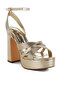 Women Metallic Ankle Strap Heel Sandals in Gold