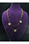 Modern Design Stylish Style Yellow Color Double Chain Steel Necklace with Stones - 5