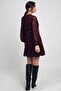 Women's Double-Breasted Collar Lined Flocking Printed Short Tulle Dress - 4