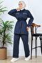 Drawstring Waist Zippered Scuba Suit N5329 Anthracite - 2